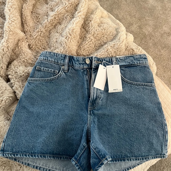 Mango Pants - Mango Blue Women's mom Shorts